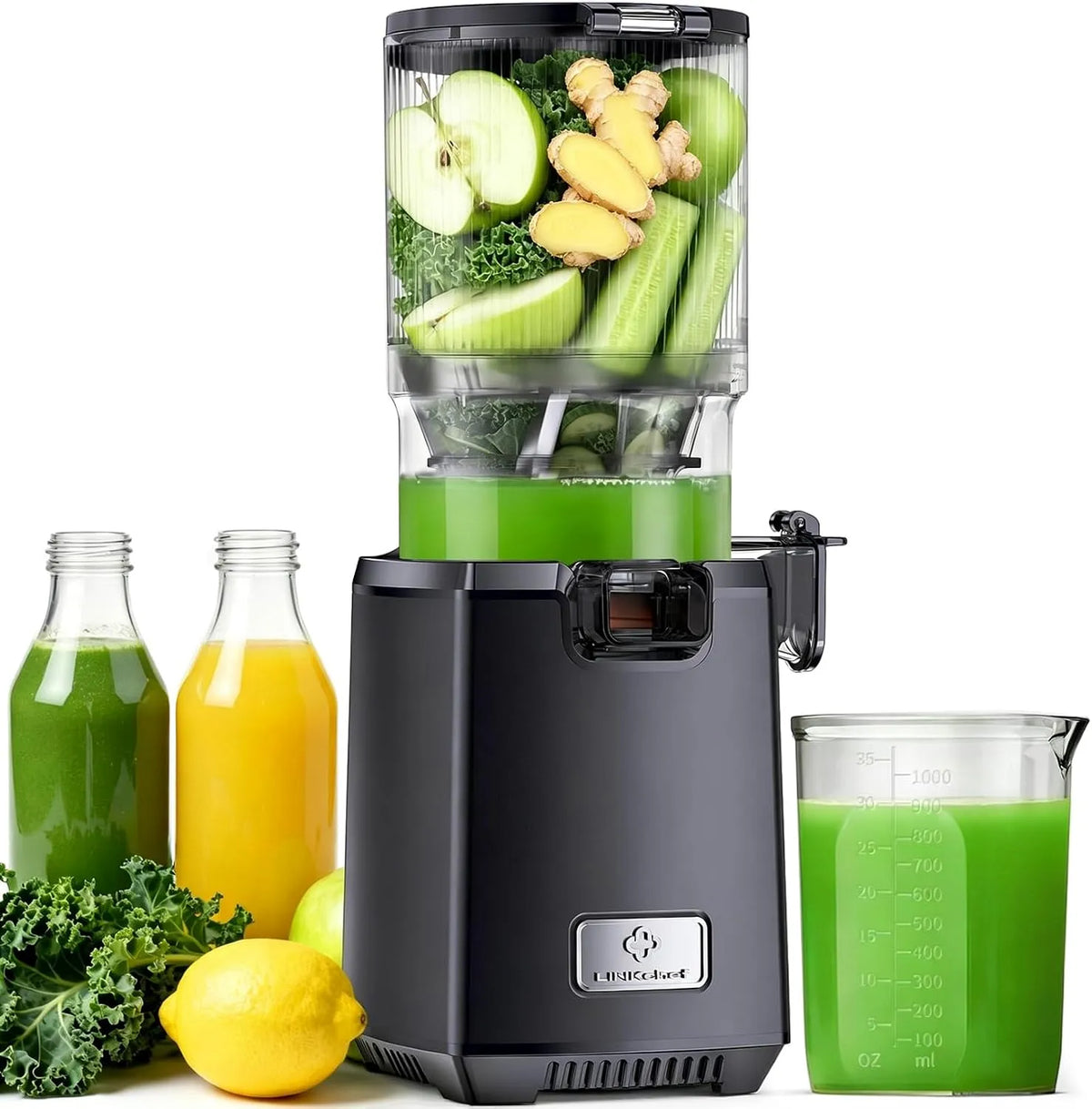 LINKChef Slow Juicer Sapmaker met 130MM, 1,8L en 250 W, 130MM Ultra-Brede Opening & 1,8L Grote Capaciteit